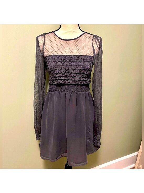 Free People Dresses & Skirts - NWOT Free People Gray Sheer Sleeve Dress